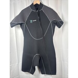 Men's Shorty 3mm Wetsuit Fullzip, Black, Zifumei, Size Large